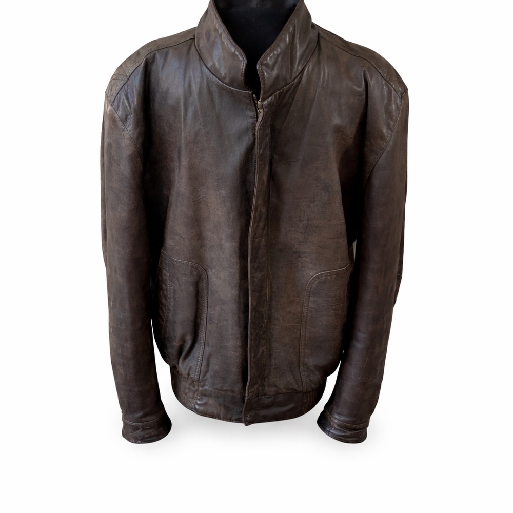 Vintage Reed Sportswear Brown Leather Bomber Jacket Men’s 44 Genuine Leather USA